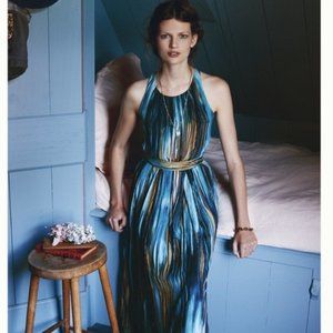 Anthropologie Paper Crown Blue River Maxi Dress
